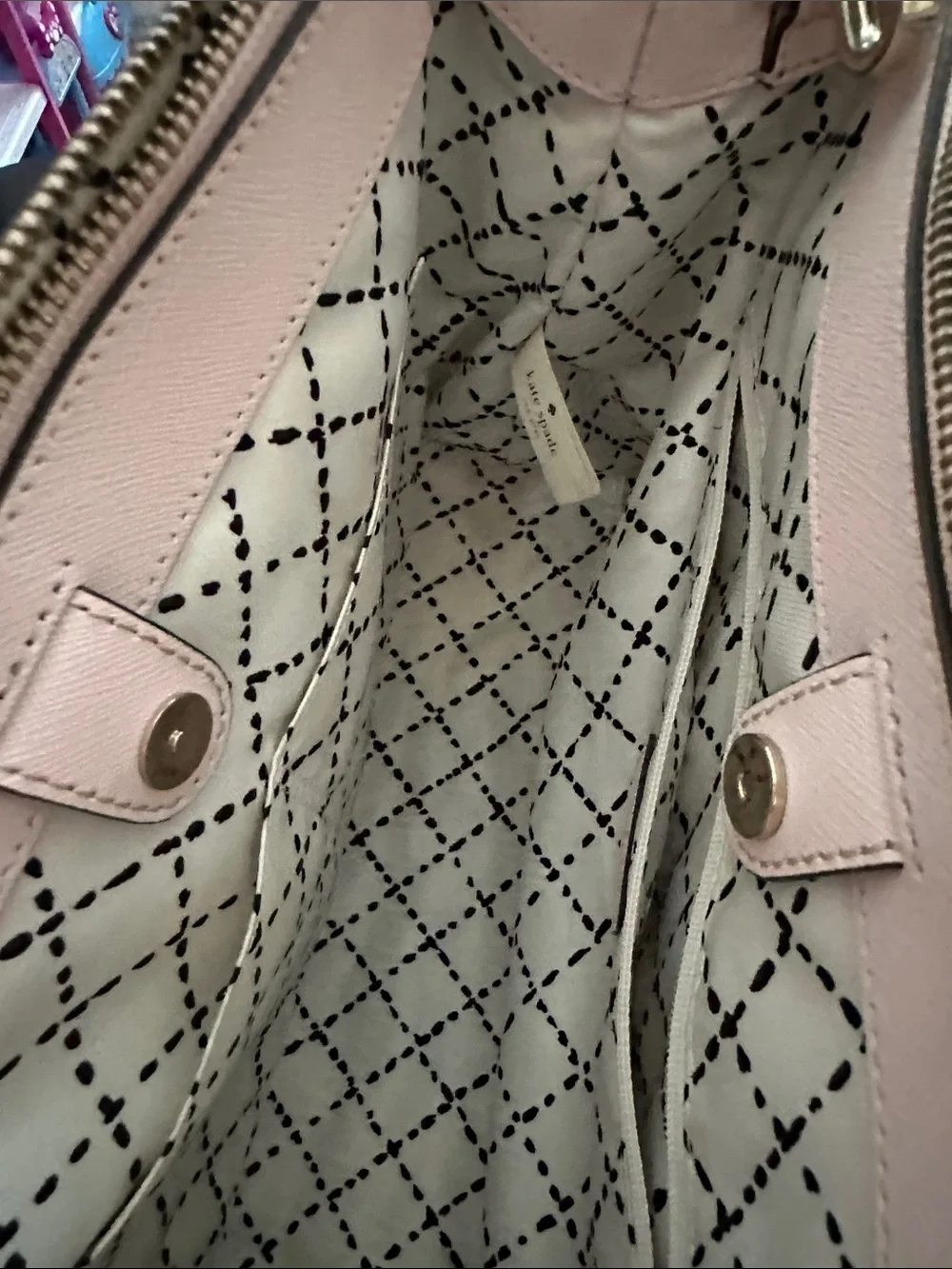 kate spade Pale Pink Saffiano Leather Satchel with Gold Hardware
